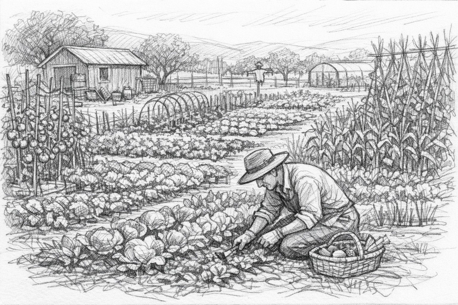 A gardener tending the ground